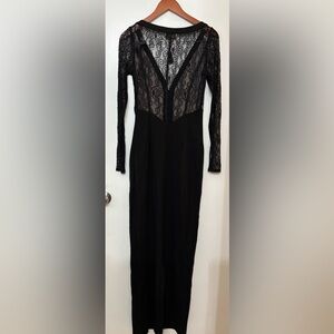 Antonio Berardi Women Black Sheer Back Long Sleeve Dress Size 38